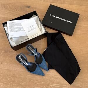 Alexander Wang Denim Sling Back Heels Grace 85 Size EU37 Blue Silver